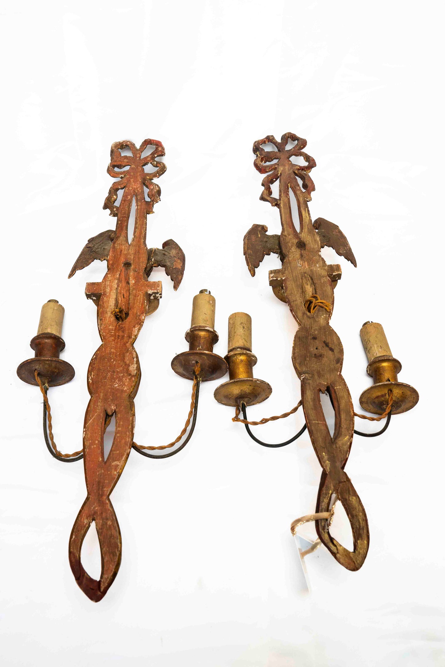 19th Century Italian Carved Giltwood Sconces Pair