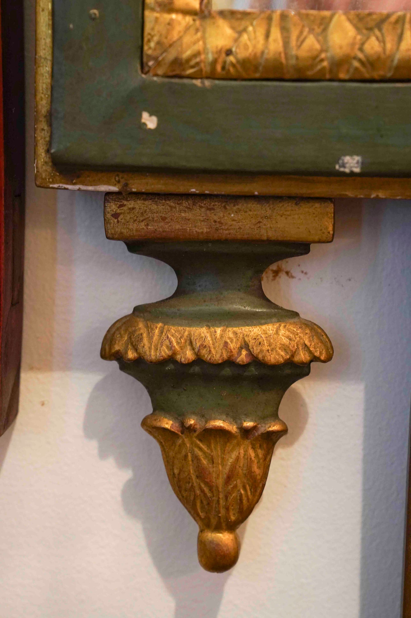19th Century Italian Mirror Green and Gold