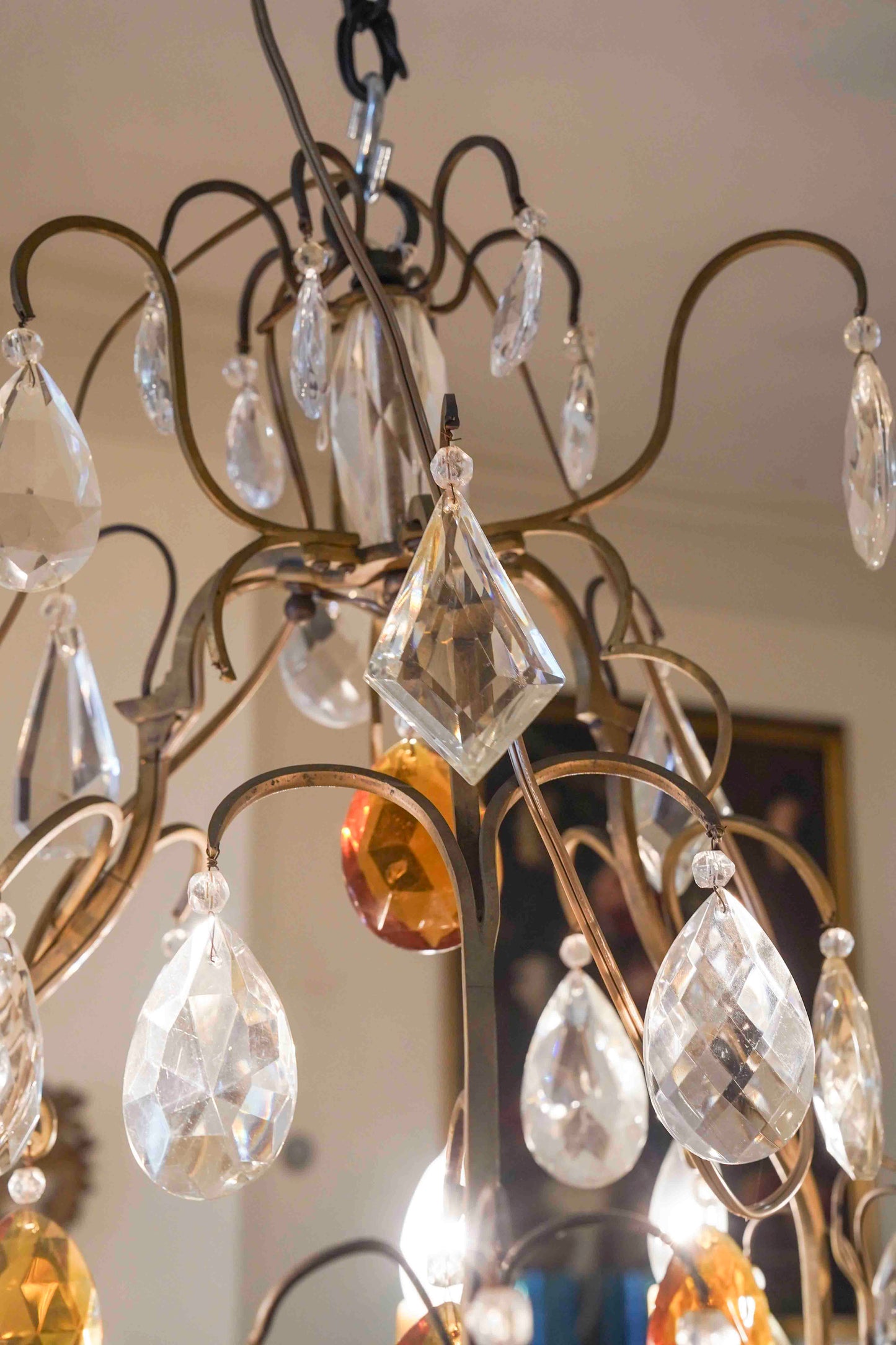 Louis XVI Style Chandelier with Amber Crystals
