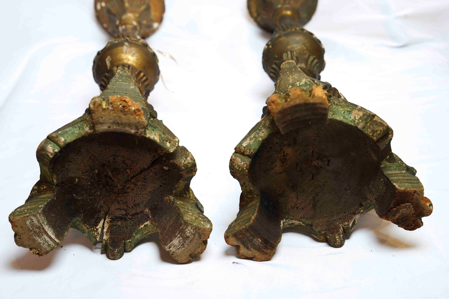 18th Century Italian Carved Pricket Pair