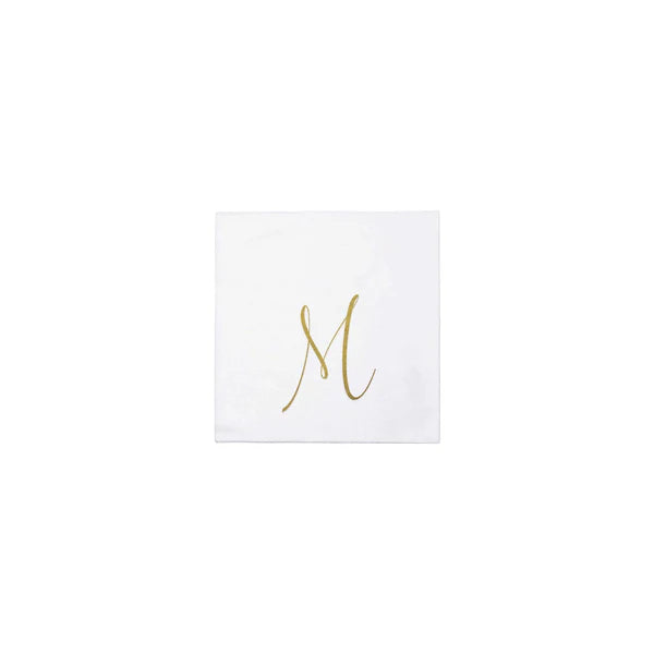 Papersoft Napkins Gold Monogram Cocktail Napkins - M (Pack of 20)