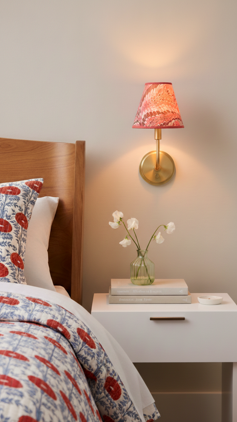 6" Clip On Chandelier Sconce Lampshade — Hand-Marbled: Flatiron Feather