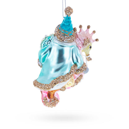Santa Riding Seahorse Glass Ornament