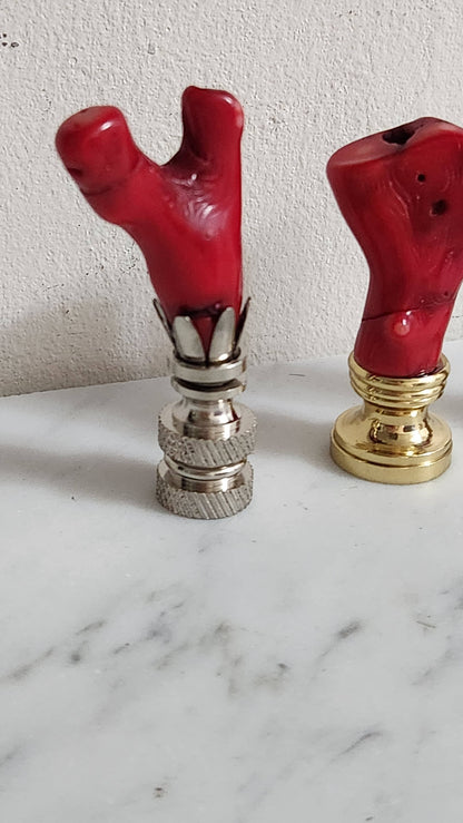 Red Coral Lamp Finial, Small: Gold