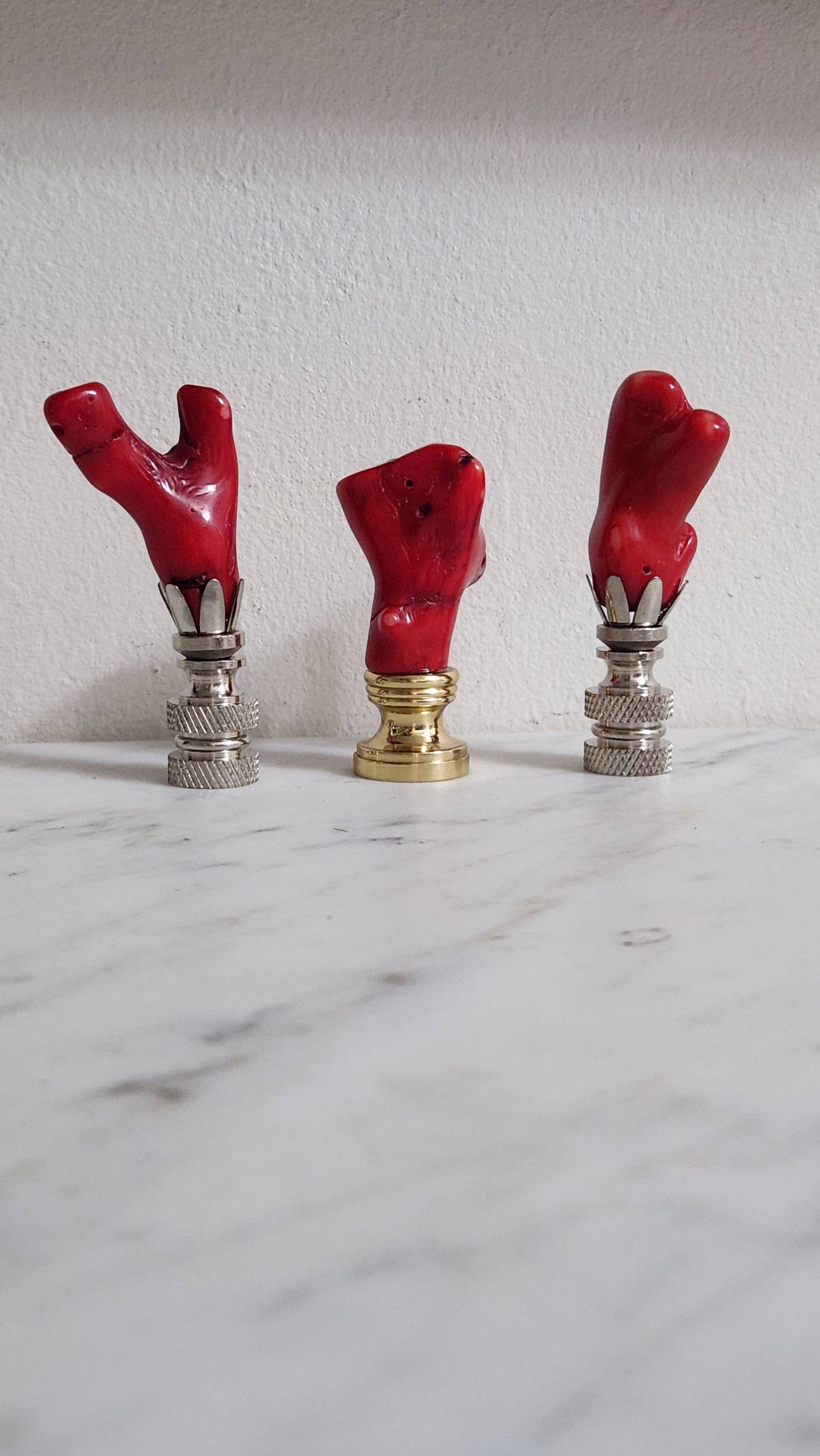 Red Coral Lamp Finial, Small: Gold