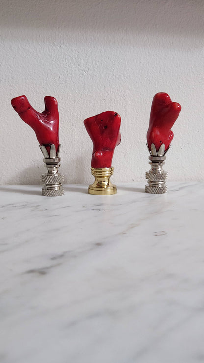 Red Coral Lamp Finial, Small: Gold