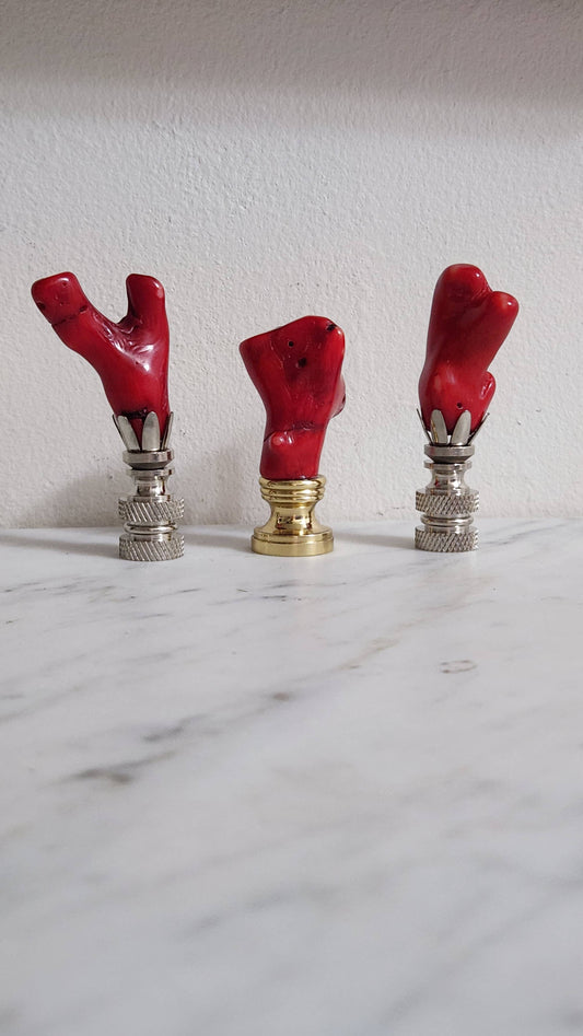 Red Coral Lamp Finial, Small: Gold