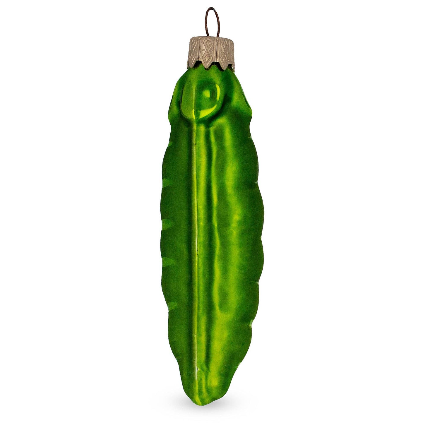 Green Pea Pod Glass Ornament
