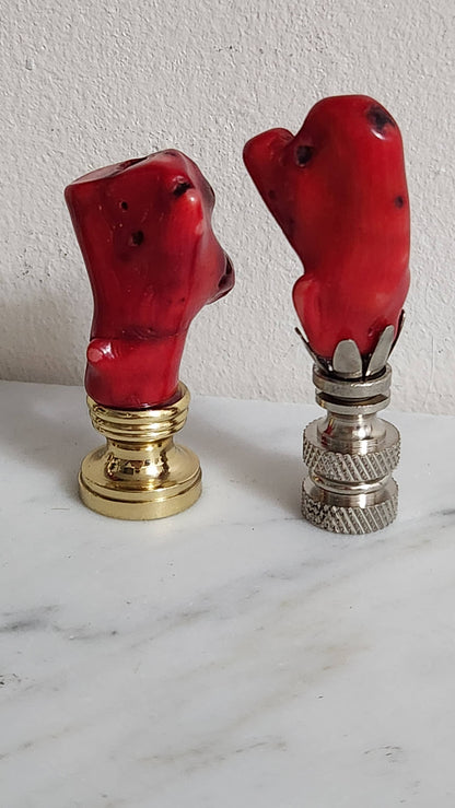 Red Coral Lamp Finial, Small: Gold