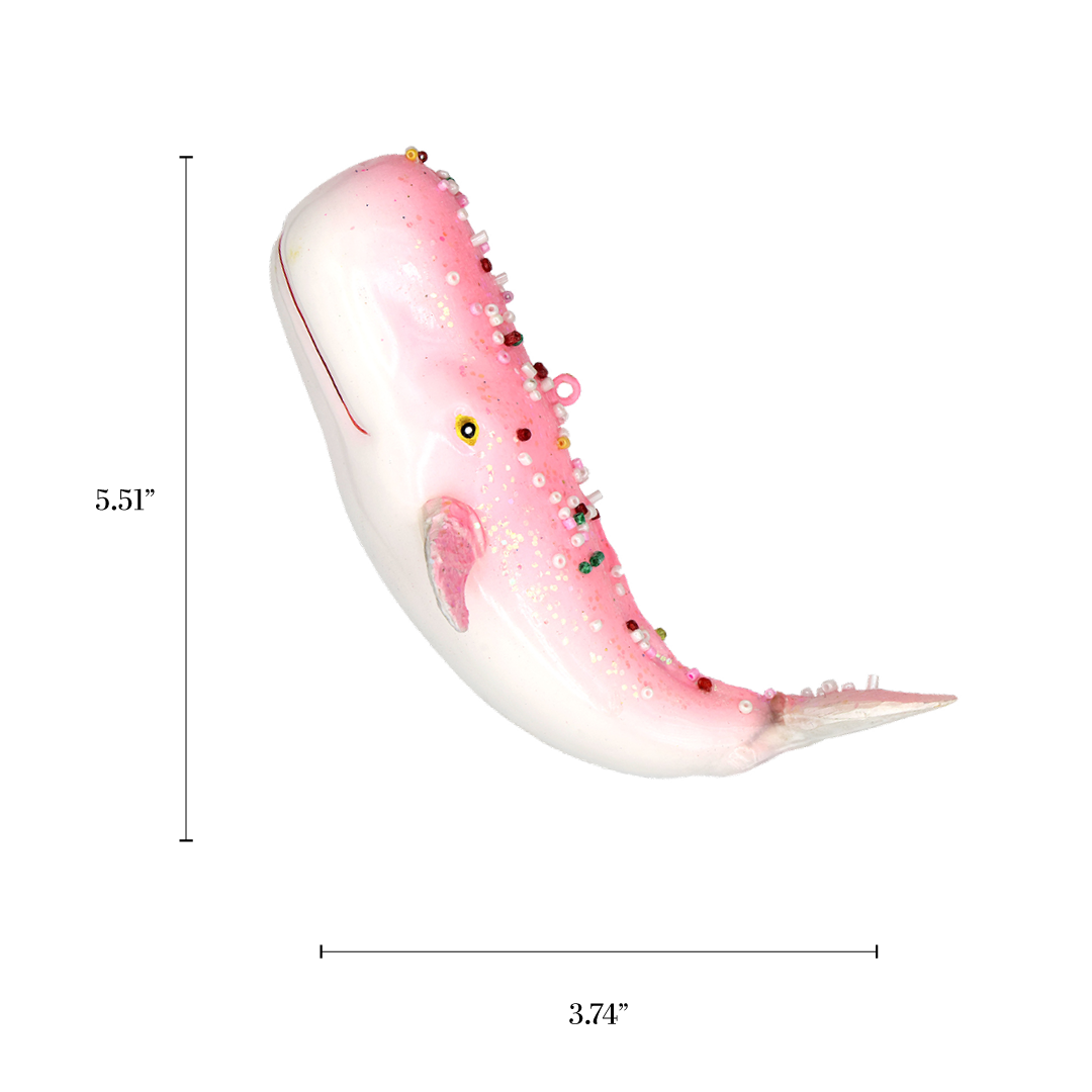 Pink Whale Christmas Ornaments Unique Handmade Glass