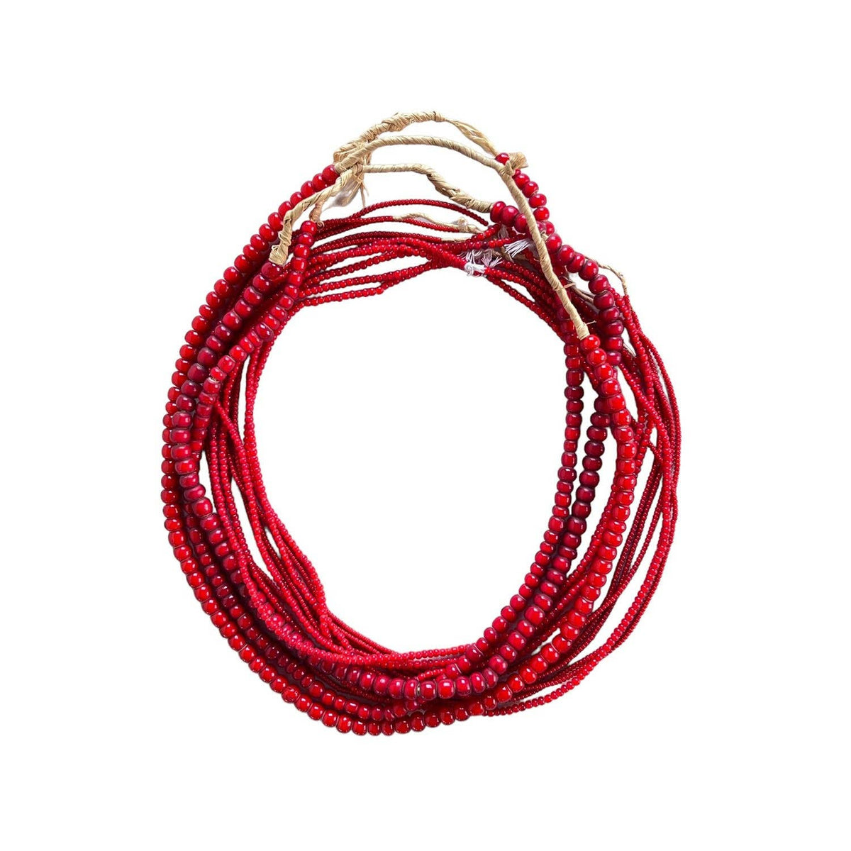 White Heart Glass Bead Red: Large
