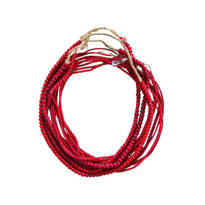 White Heart Glass Bead Red: Large