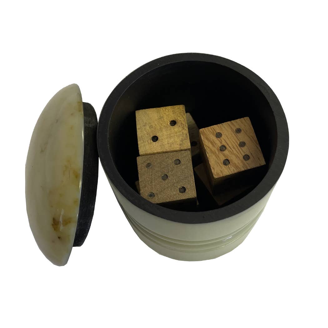 Farkle Six Dice Game in Horn Resin Cup - Vintage Style: Tan