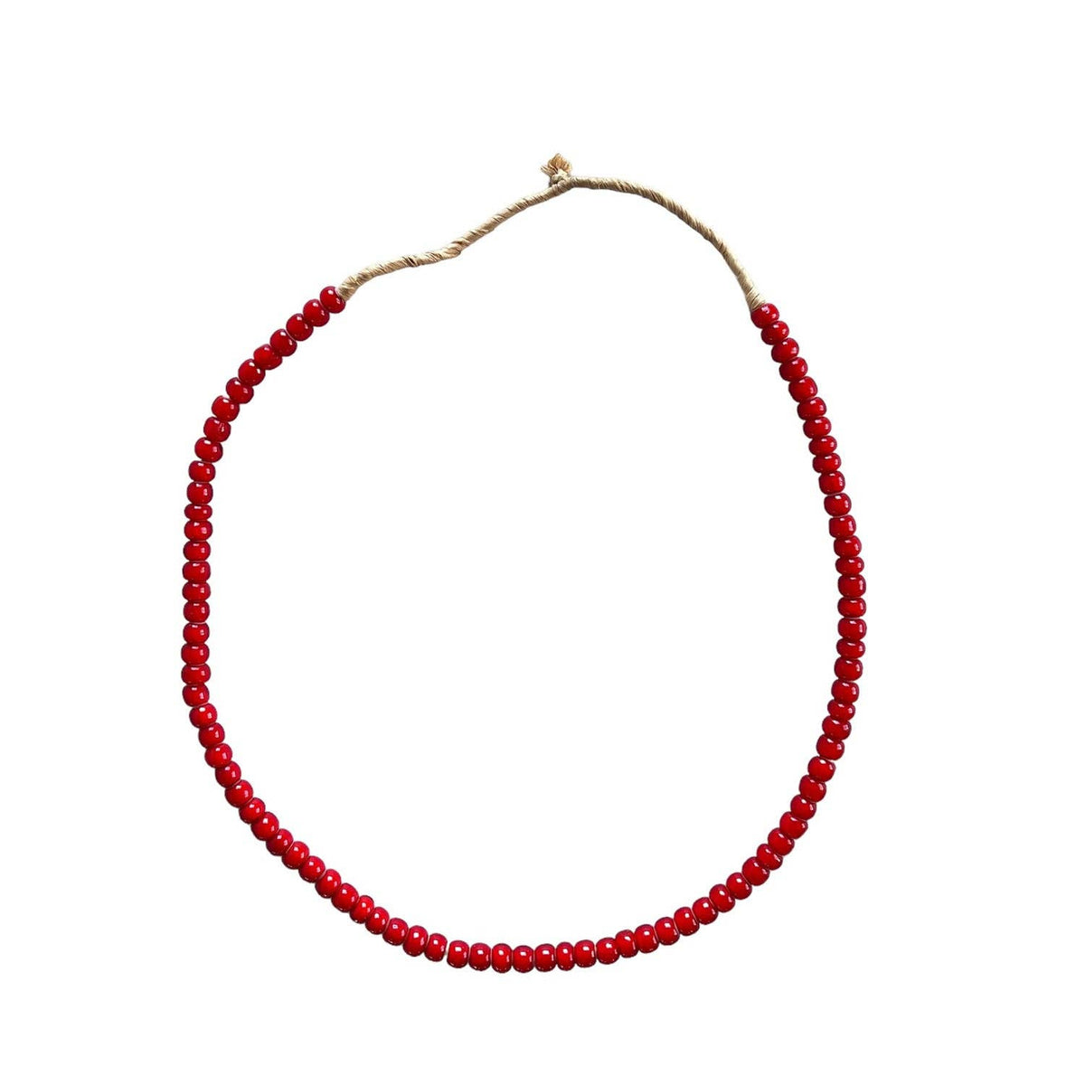 White Heart Glass Bead Red: Large
