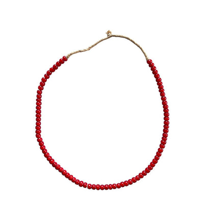 White Heart Glass Bead Red: Large