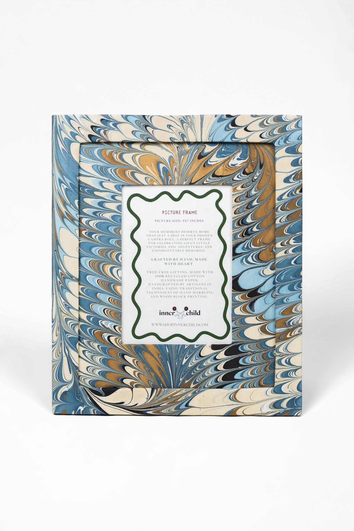 Hand-Marbled Large Wall Picture Frame in Nila Feathers, 5x7