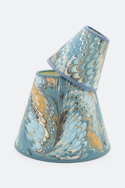 6" Clip On Chandelier Sconce Lampshade — Hand-Marbled: Flatiron Feather