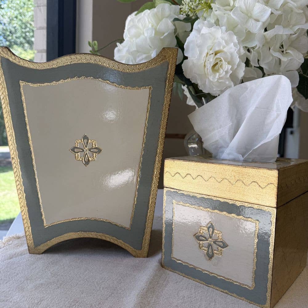 Florentino Baroque Wooden Tissue Box Cover Villa Blue - NEW