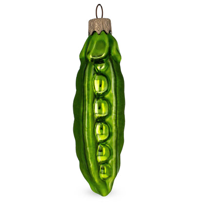Green Pea Pod Glass Ornament