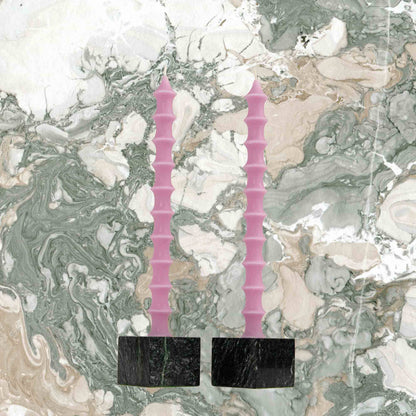 Bamboo Taper Beeswax Candles - A Pair: Alabaster White