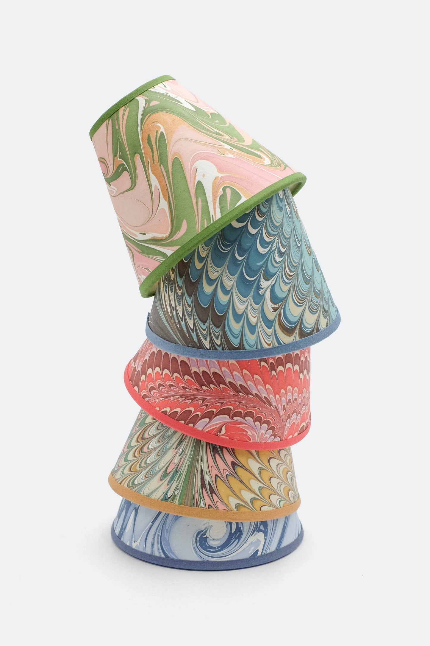 6" Clip On Chandelier Sconce Lampshade — Hand-Marbled: Flatiron Feather