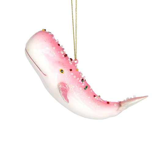 Pink Whale Christmas Ornaments Unique Handmade Glass