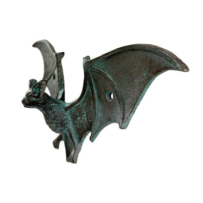 NEW-Cast Iron Verdigris-Style Bat Wall Hook | Wall Organizer