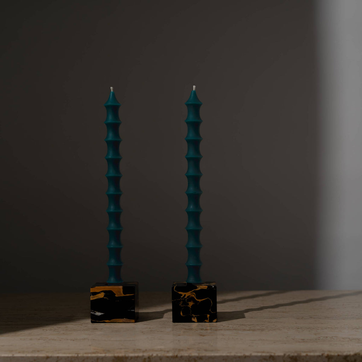 Bamboo Taper Beeswax Candles - A Pair: Alabaster White