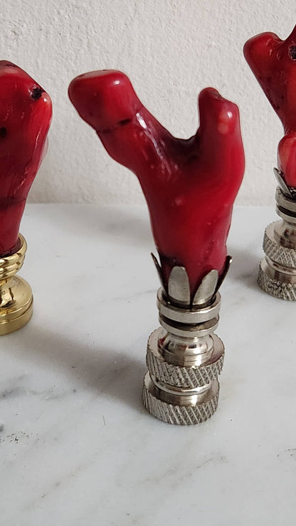 Red Coral Lamp Finial, Small: Gold