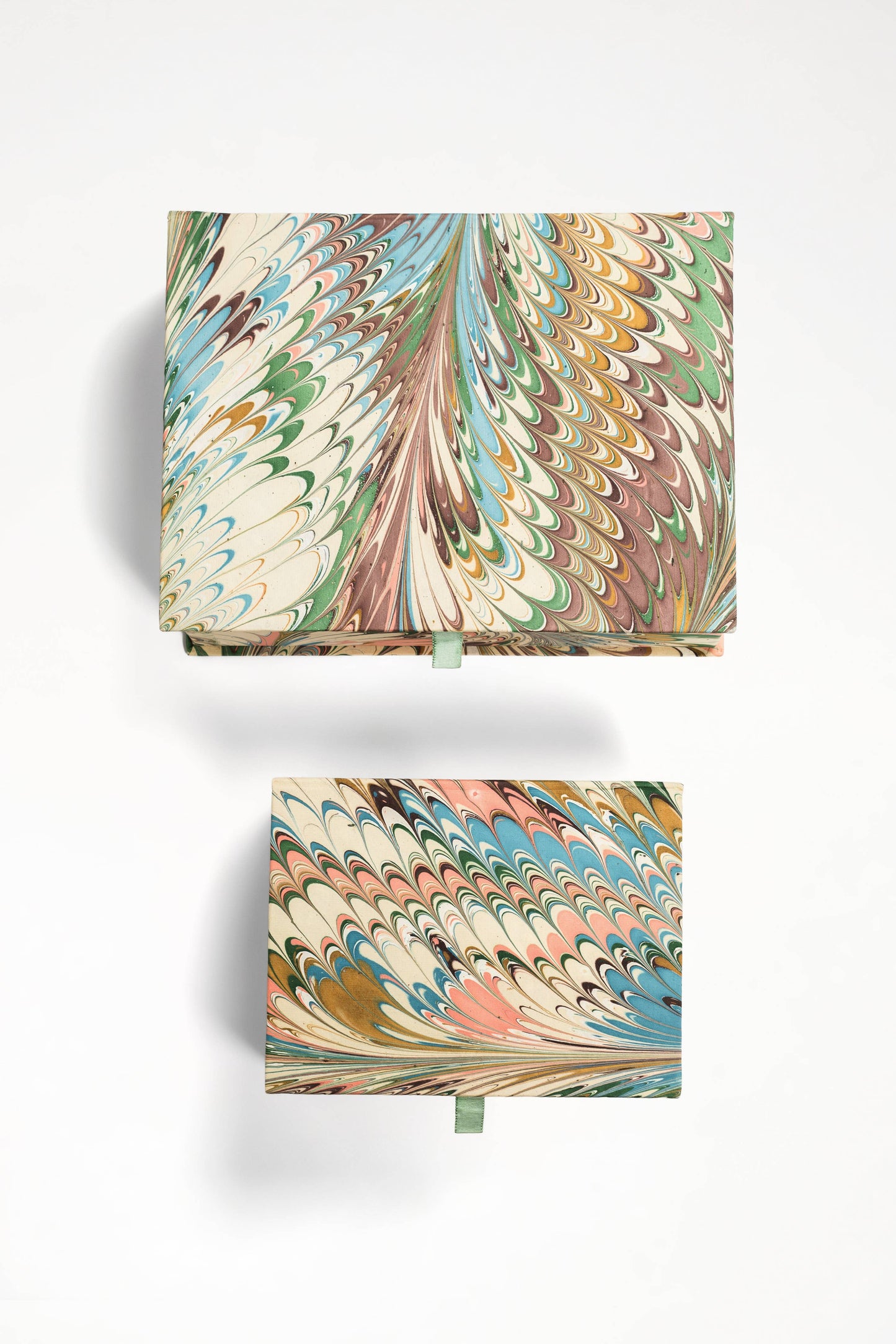 Hand-Marbled Keepsake Box Set in Flatiron Feathers: Small