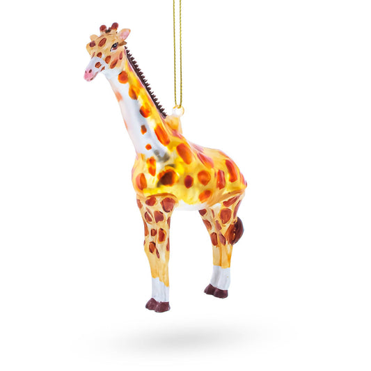Glittered Giraffe Glass Ornament
