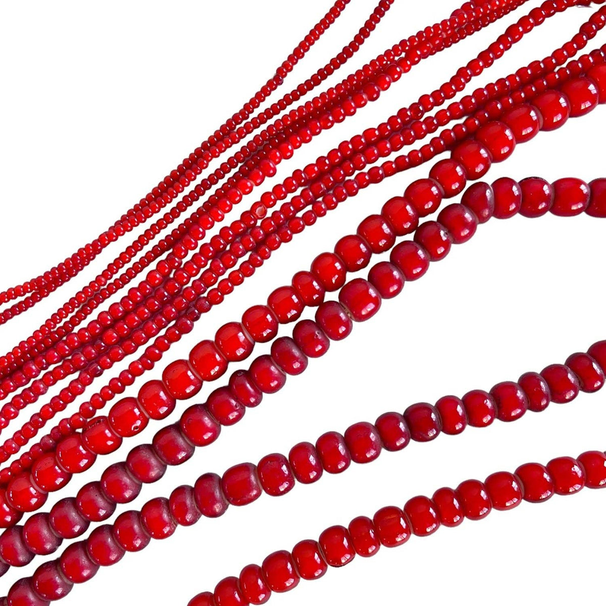 White Heart Glass Bead Red: Large