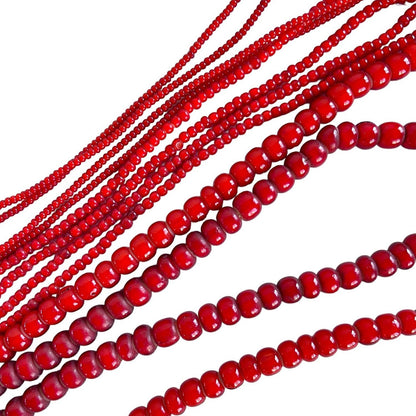 White Heart Glass Bead Red: Large