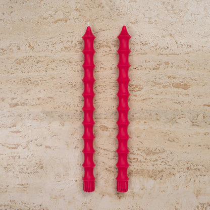 Bamboo Taper Beeswax Candles - A Pair: Vanilla Caramel