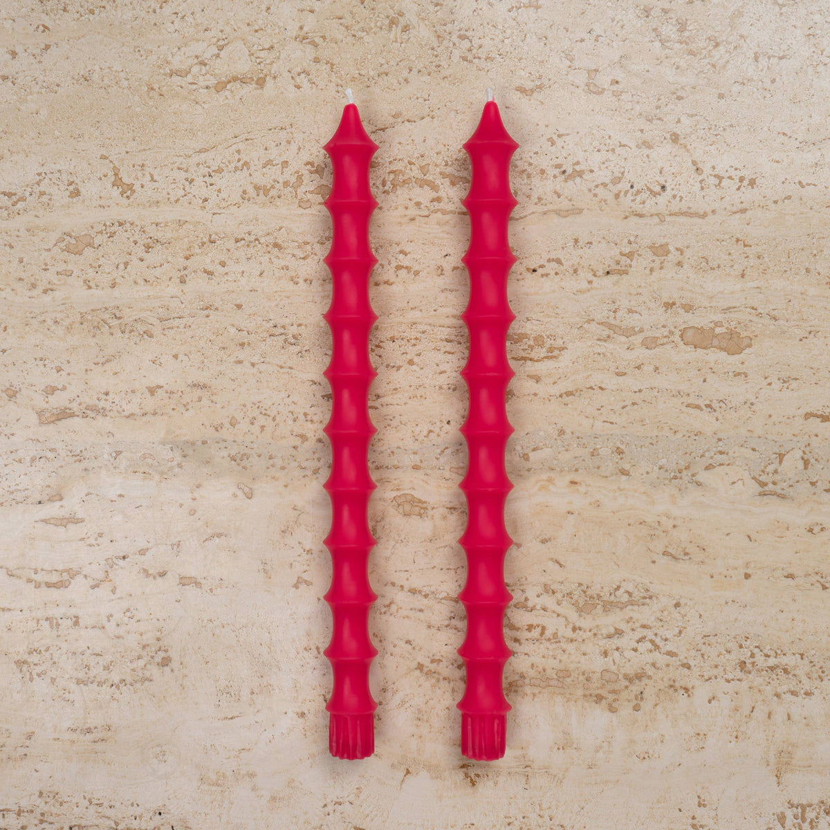 Bamboo Taper Beeswax Candles - A Pair: Jasper Green