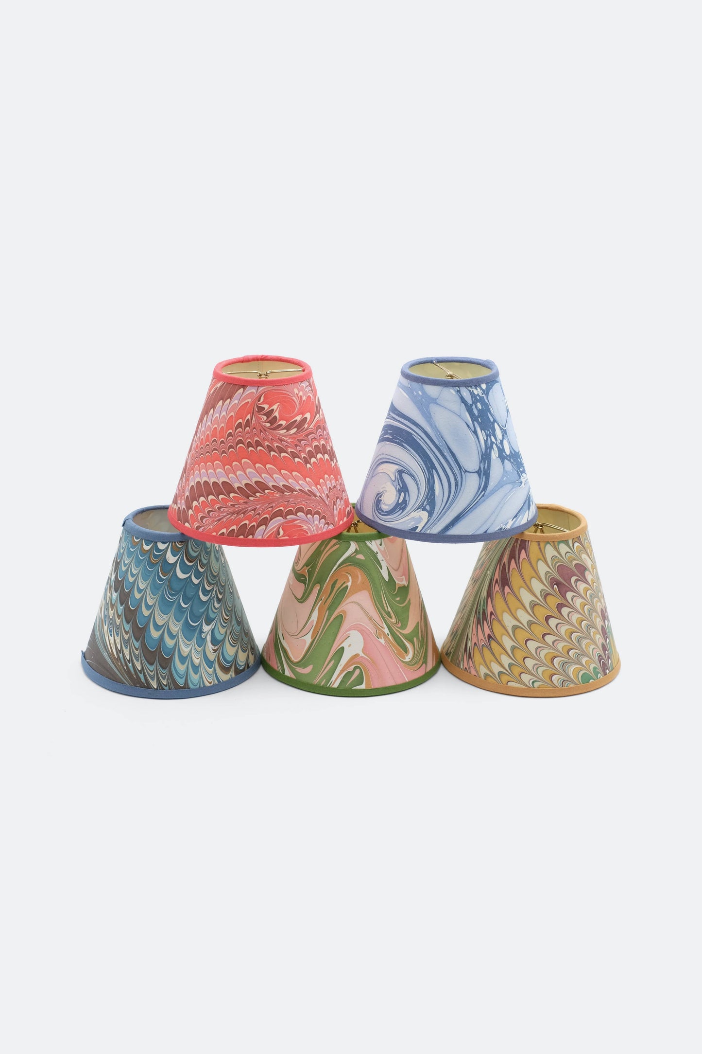 6" Clip On Chandelier Sconce Lampshade — Hand-Marbled: Flatiron Feather