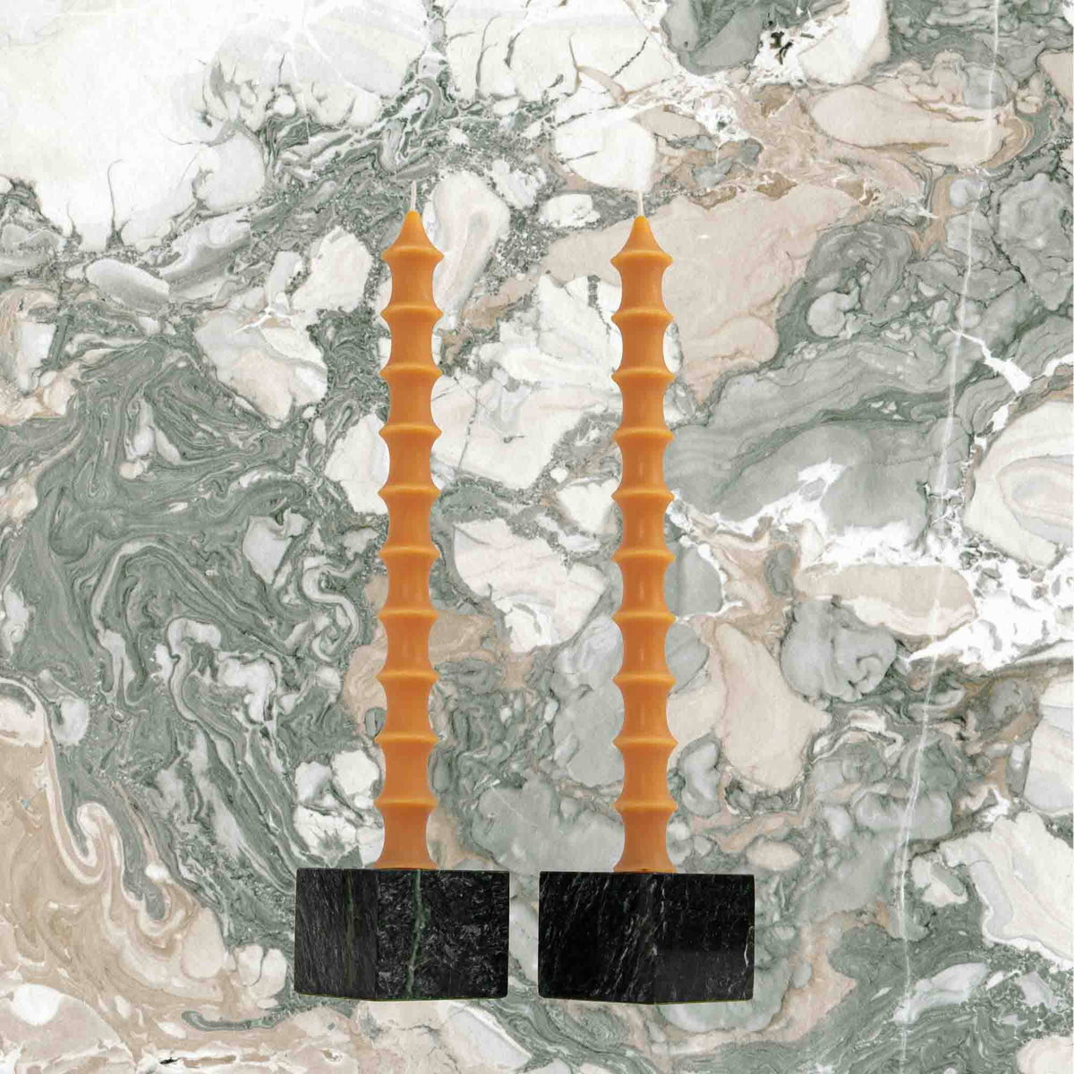 Bamboo Taper Beeswax Candles - A Pair: Alabaster White