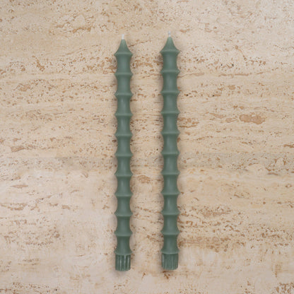 Bamboo Taper Beeswax Candles - A Pair: Vanilla Caramel
