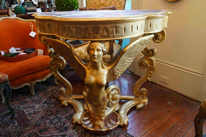 18th Century French Gilt Bare Breasted Caryatid Console