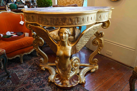 18th Century French Gilt Bare Breasted Caryatid Console