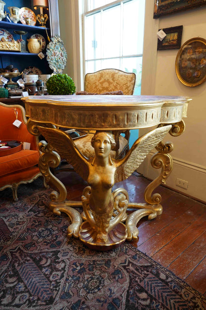 18th Century French Gilt Bare Breasted Caryatid Console
