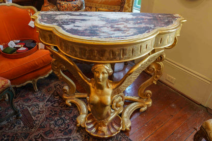 18th Century French Gilt Bare Breasted Caryatid Console