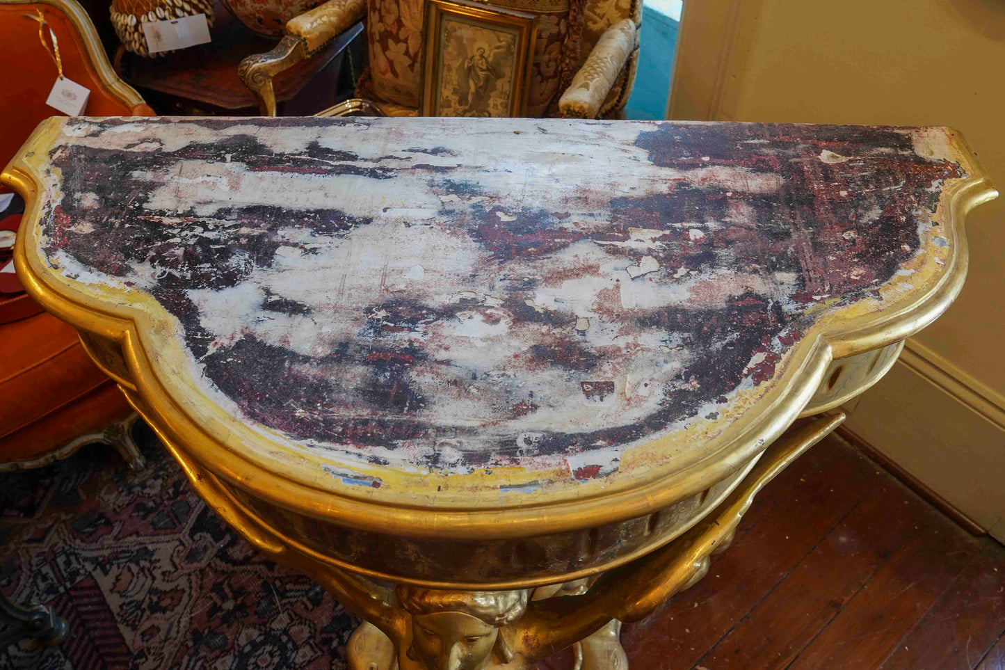 18th Century French Gilt Bare Breasted Caryatid Console