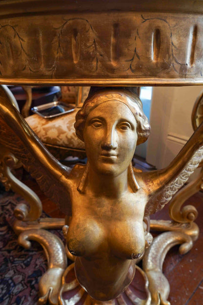 18th Century French Gilt Bare Breasted Caryatid Console