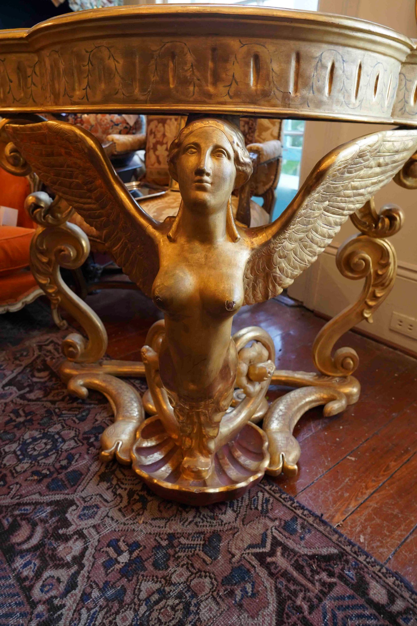 18th Century French Gilt Bare Breasted Caryatid Console