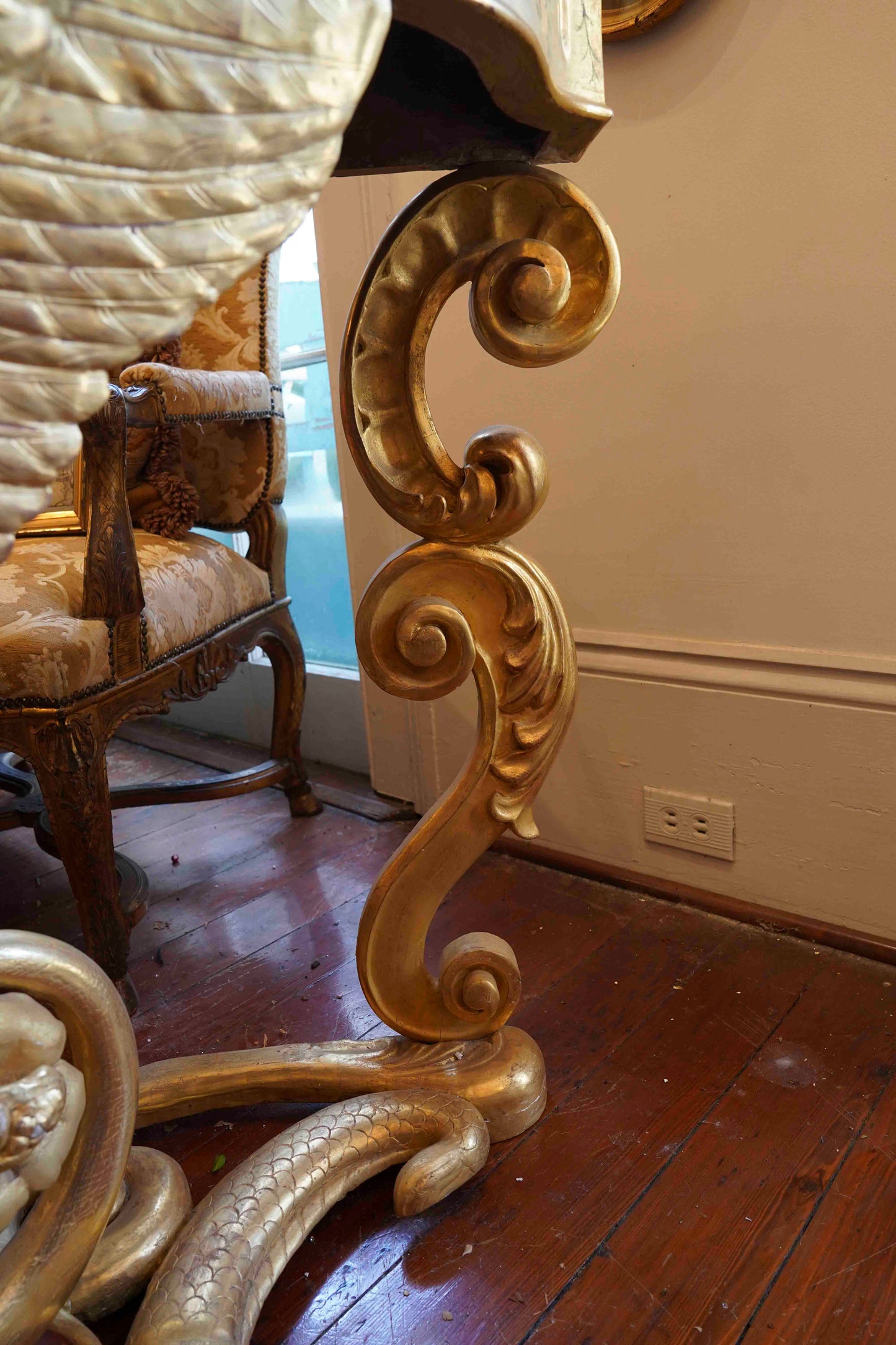 18th Century French Gilt Bare Breasted Caryatid Console