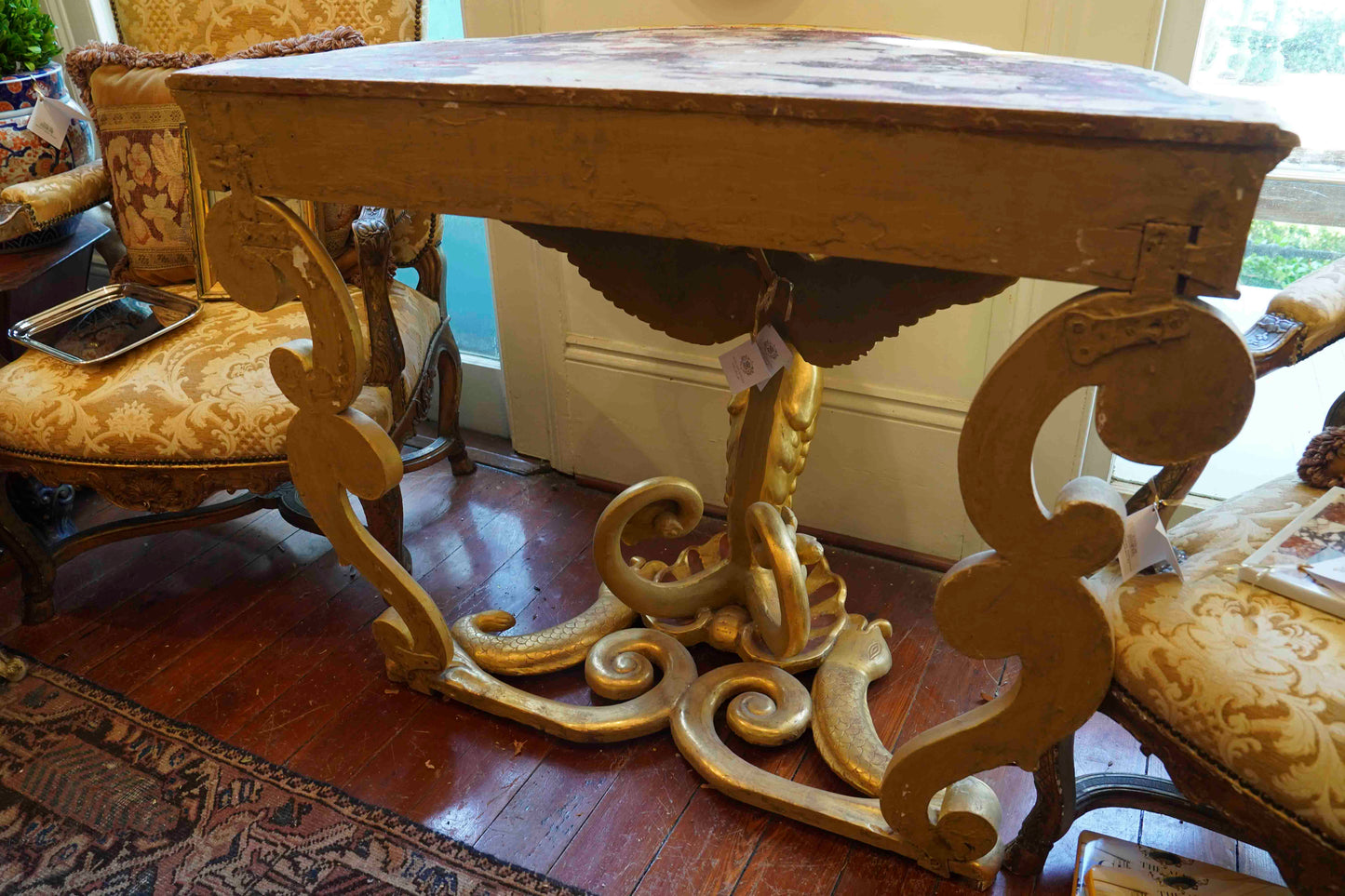 18th Century French Gilt Bare Breasted Caryatid Console