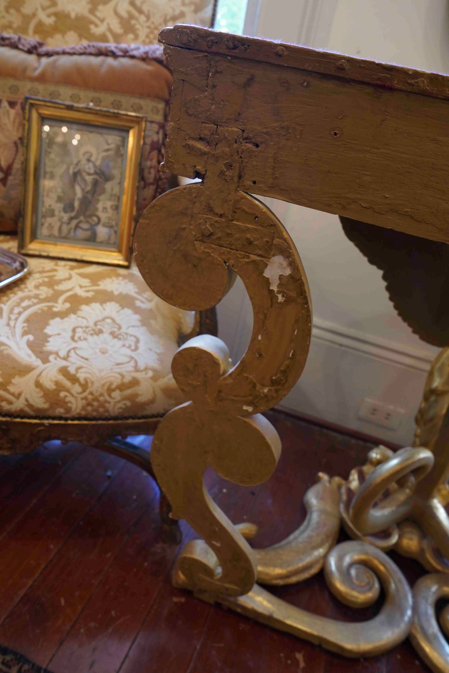18th Century French Gilt Bare Breasted Caryatid Console