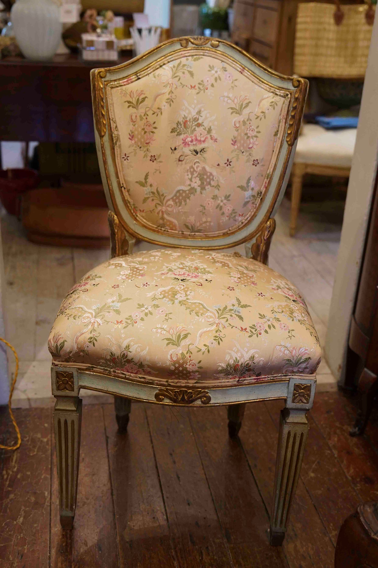 19th Century Italian Neoclassic Shield Back Painted Dining Chairs(Set of 6)