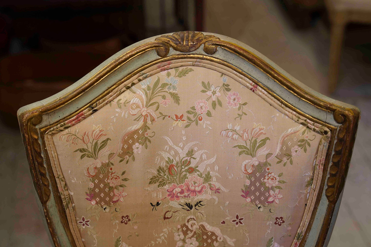 19th Century Italian Neoclassic Shield Back Painted Dining Chairs(Set of 6)